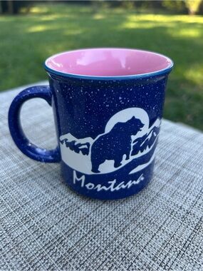 Unknown | Dining | Montana Bear Blue Ceramic Mug With Pink Interior ...